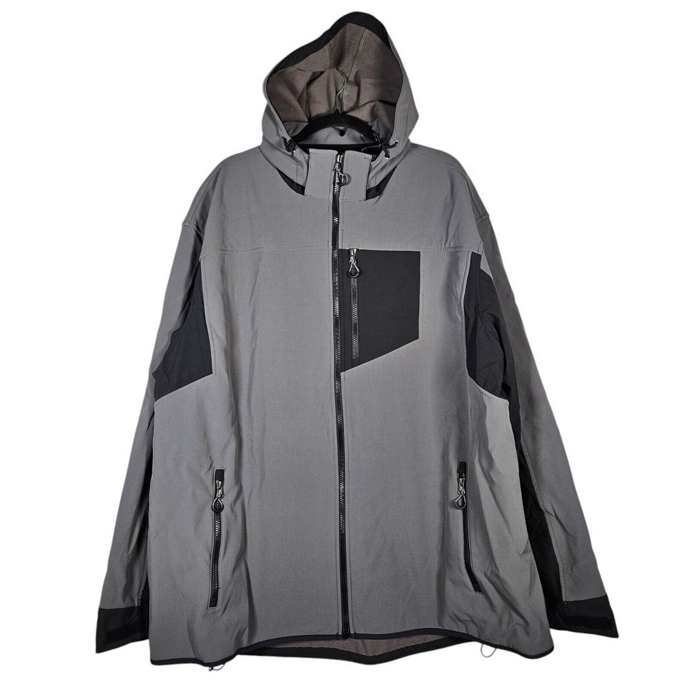 Duluth Trading Jacket Men 2XL Tall Grey Hills Windfront Hooded Fleece Lined Gorp